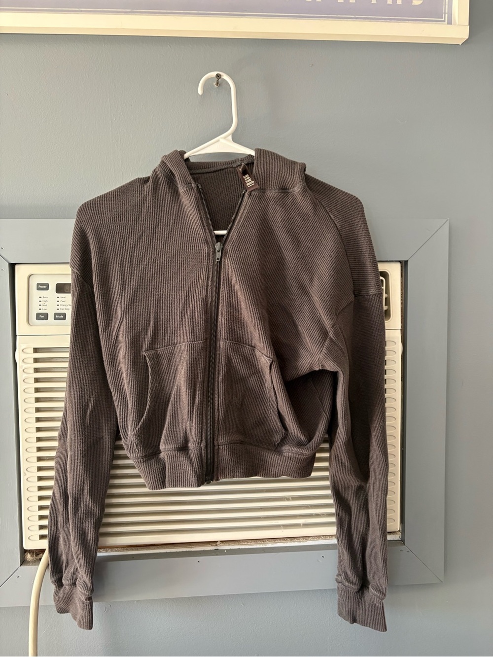 SKIMS Waffle-Knit Zip Hoodie Jacket - Brown